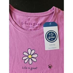 Life is Good Women's M Purple Daisy Short Sleeve Crusher Tee